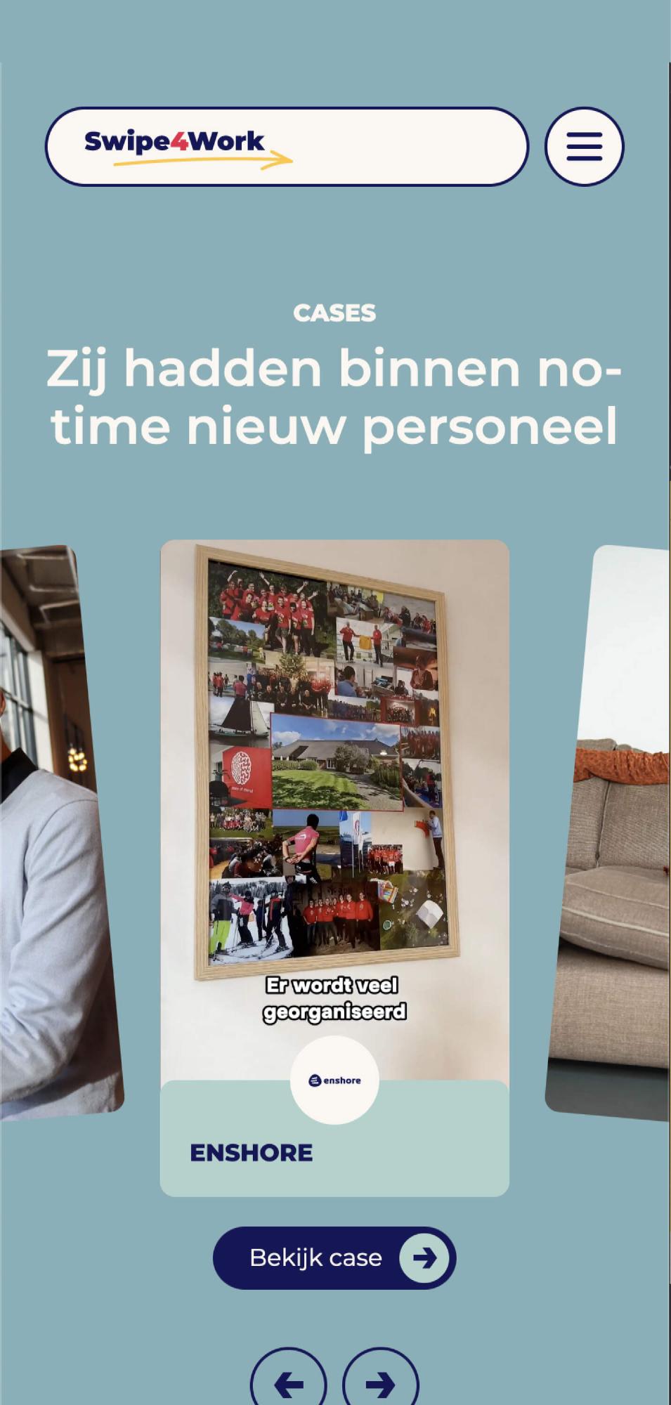 Cases pagina webdesign voor Swipe4Work